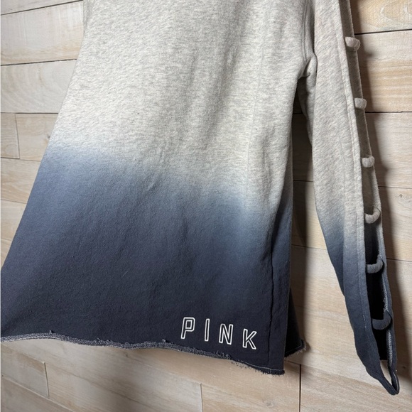 Victoria's Secret PINK Gray/ Blue Ombre Caged Sleeve Sweatshirt Size Small - Picture 3 of 7